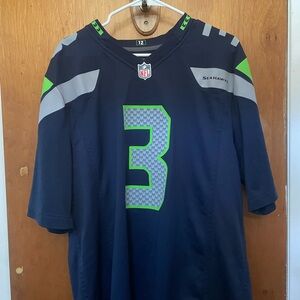 Russell Wilson On Field Seattle Seahawks Jersey
